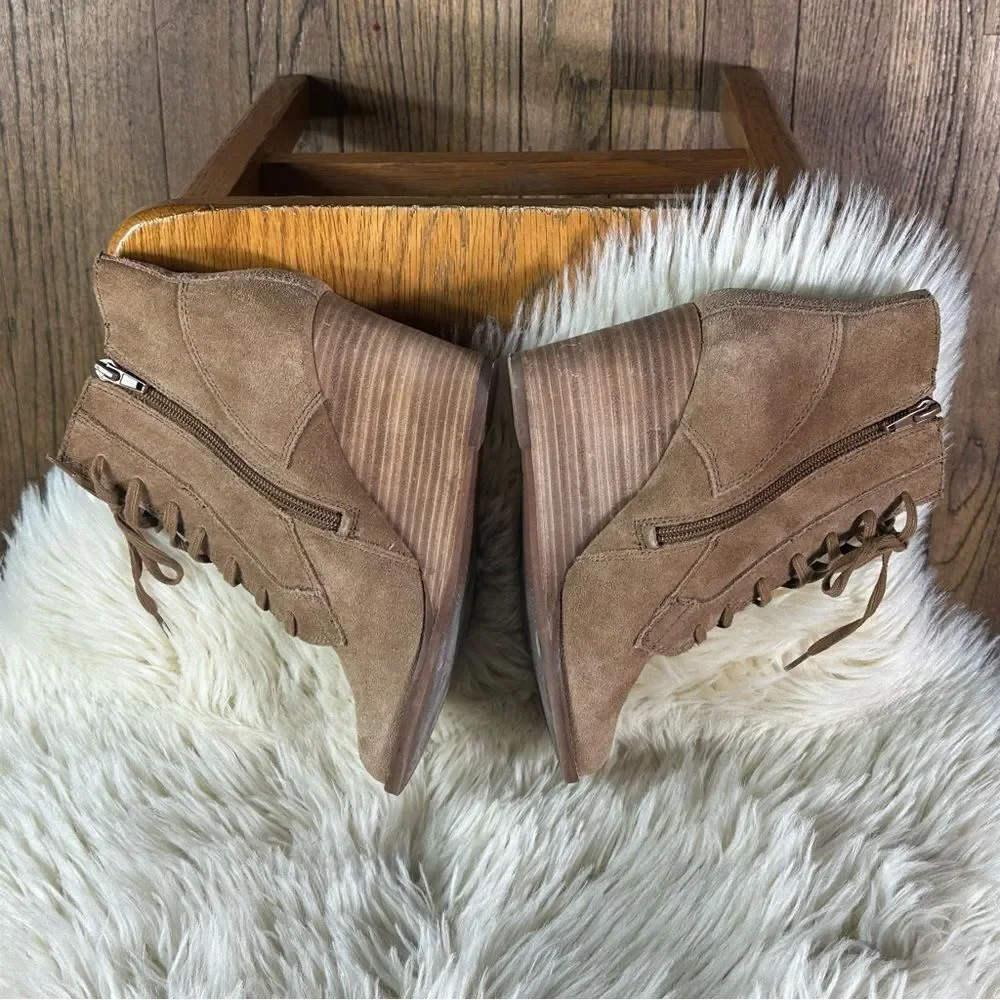 Lucky Brand Tan Suede Wedge Boots
